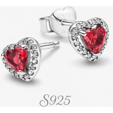 Lines Bijuteri S925 Kırmızı Kalp Çivi Küpeler