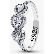Poseidons Jewellery S925 Üçlü Kalp Hale Yüzük