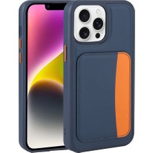 M.TK Moveteck Apple iPhone 15 Pro Max Kılıf Kamera Korumalı Kartlıklı Cüzdanlı Renkli Tuşlu Deri Tasarımlı Silikon Kapak