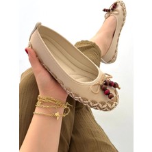 OEY Fashions Ilwe Bej Cilt Babet Ayakkabı