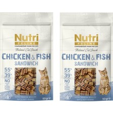 Nutri Feline Chicken & Fısh Sandwich Tavuklu ve Balıklı Tahılsız Kedi Ödülü 50 Gr. x 2 Adet