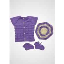El Örmesi Kız Bebek Seti (Bebek Yeleği + Duş Lifi + Bebek Patik)