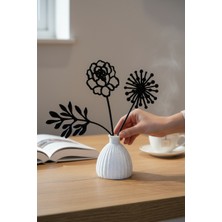 Ecolia Store Dekoratif Mini Vazo Seti & Siyah 3'lü Çiçek Obje | Masa Üstü & Raf Dekoru