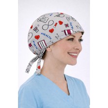 Dr. Mitra Cerrahi Bone Medikal Doktor Hemşire Hastane Bonesi Unisex -Gri Kahve Desen