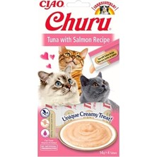 Inaba Ciao Churu Cream Ton Balıklı ve Somonlu Kedi Ödül Kreması 4 x 14 gr