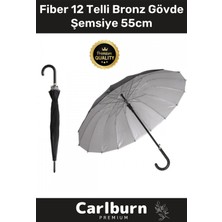 Normadia Otomatik Mekanizma Fiber Şemsiye 55CM Rüzgar Koruma, 12 Telli Bronz Gövde