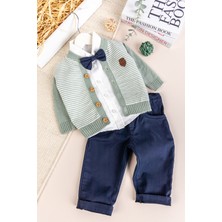 Babymod Triko Hırkalı Papyonlu 4 Parça Şık Erkek Bebek-Çocuk Takım Set