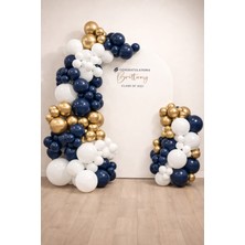 Balonsan Balon Seti 90 Adet ( Gece Mavisi-Krom Altın-Beyaz )