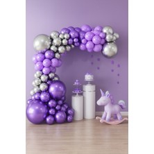 Balonsan Balon Seti 60 Adet ( Lila-Krom Mor-Krom Gümüş)