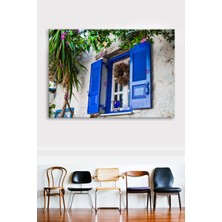 Morfil Sanat Atölyesi Akdeniz Sahil Taşev Mavi Beyaz Manzara Kanvas Tablo (7 Farklı Ölçü)