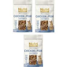 Nutri Feline Chicken & Fısh Sandwich Tavuklu ve Balıklı Tahılsız Kedi Ödülü 50 Gr. x 3 Adet