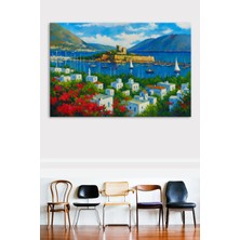 Morfil Sanat Atölyesi Bodrum Kalesi Yağlıboya Efektli Manzara Kanvas Tablo (7 Farklı Ölçü)