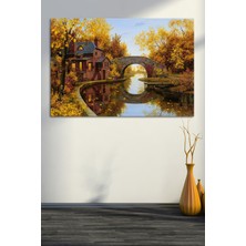 Morfil Sanat Atölyesi Sonbahar Değirmen Orman Vintage Doğa Mnazara Dekoratif Kanvas Tablo