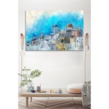 Morfil Sanat Atölyesi Santorini Adası Island Santorini Suluboya Efektli Kanvastablo