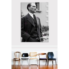 Morfil Sanat Atölyesi Atatürk Mustafa Kemal Siyah Beyaz Kanvas Tablo (8 Farklı Ölçü)