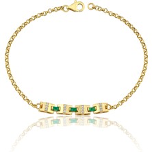 FAZ Kuyumculuk Altın Emerald Grid Bileklik