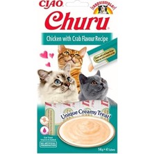 Inaba Ciao Churu Cream Tavuklu ve Yengeçli Kedi Ödül Kreması 4 x 14 gr