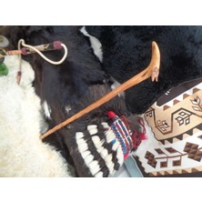 Normadia Elma Ağacından El Işçiliği Kurt Kafalı Baston, Babanıza Özel Hediye