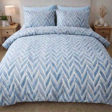 Seralay Home Mavi Zigzag Lastikli Çarşaflı  Çift Kişilik Nevresim Takımı +4 Ad Yastık Kılıfı