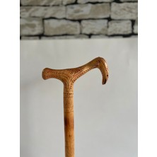 Normadia El Işlemeli Yılan Başlı Ahşap Baston 90-100 Cm, Zarif ve Dayanıklı