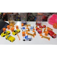 BNG STR Plastik Mini Itfaiye Polis Inşaat Oyun Seti 9 Araç ve 27 Parça Trafik Levhaları