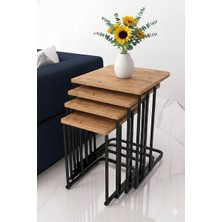 Dzgn Home Yasemen Tekerlekli 4 Lü Zigon Sehpa Siyah - Ceviz Mdf