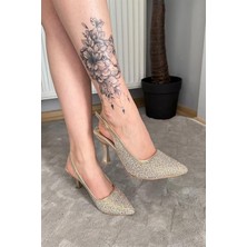 Les Passent Kadın Olga Altın Taş Işlemli Arkası Acık Abiye Ayakkabı