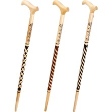 Normadia Ahşap Işlemeli Baston Çift Set, Zarif ve Şık Tasarım, Dayanıklı ve Hafif