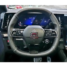 Hasbay Dikişli Direksiyon Kılıfı Karbon / Noktalı Deri Siyah Dikişli Reno Austral Yeni Clio Için