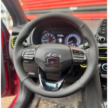 Hasbay Dikişli Direksiyon Kılıfı Siyah / Noktalı Deri Siyah Dikişli Hyundai Bayon I20 Için Bu Direksyn