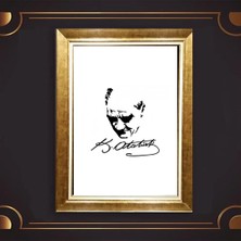 Giyense Özel Seri Altın Paspartulu Çerçeveli Atatürk Tablo C6228