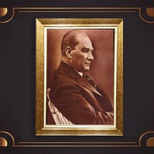 Giyense Özel Seri Altın Paspartulu Çerçeveli Atatürk Tablo C6514
