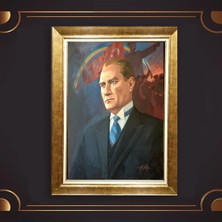 Giyense Özel Seri Altın Paspartulu Çerçeveli Atatürk Tablo C6098