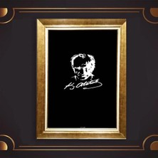 Giyense Özel Seri Altın Paspartulu Çerçeveli Atatürk Tablo C6014