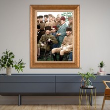 Giyense Özel Seri Altın Paspartulu Çerçeveli Atatürk Tablo C6001