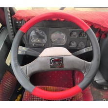 Hasbay Dikişli Direksiyon Kılıfı Siyah / Kırmızı Deri Siyah Dikiş Iveco Eurotech 2003 Kasa (Açıklama)