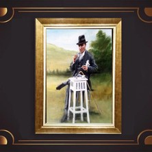 Giyense Özel Seri Altın Paspartulu Çerçeveli Atatürk Tablo C6257