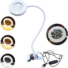 Upway 5x Cam Büyüteçli LED Masa Lambası - 3 Renk Modlu Tamir ve Hobi Lambası
