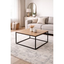 Rafadi Modern Metal Ayaklı Kare Orta Sehpa Salon Oturma Odası Balkon Orta Sehpası