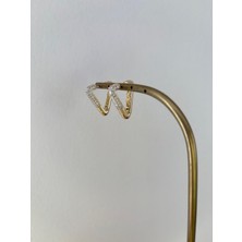 Marsel Özel Seri Üçgen Model Zirkon Taşlı Xp Gold Küpe