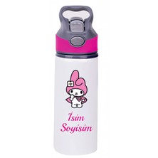 Kreax Kişiye Özel Pembe Başlıklı Pipetli Su Matarası Kuromi