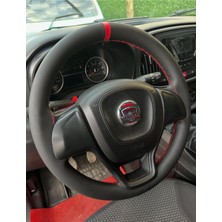 Hasbay Dikişli Direksiyon Kılıfı Siyah Deri Kırmızı Yüzük Kırmızı Dikişli F.iat Doblo Fotodaki Için