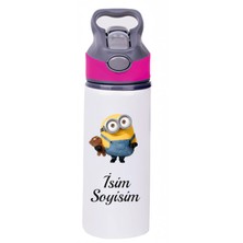 Kreax Kişiye Özel Pembe Başlıklı Pipetli Su Matarası Minyon