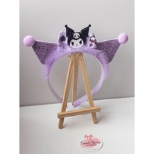 Sweet Twins Accessories Simli Mor Kuromi Çocuk Taç Tüllü Fiyonklu Ponponlu Hediye Çocuk Tacı