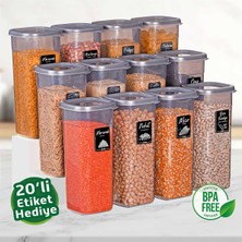 12 Li Set Saklama Kabı Kare 1700 ml
