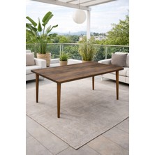 Lif Mobilya Ceviz Renk 4-6 Kişilik Mdf Masa Ağaç Ayak