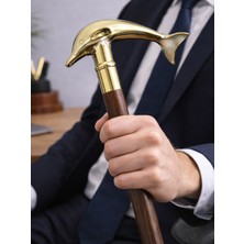 Normadia El Yapımı Ahşap ve Pirinç Detaylı Dekoratif Baston 100 cm