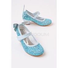 Kız Çocuk Gökkuşağı Kelebekli Topuklu Abiye Ayakkabı