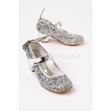 Kız Çocuk Gökkuşağı Kelebekli Topuklu Abiye Ayakkabı