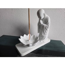 Genç 3D Lotuslu Meditasyon Keşişi Tütsülük | Incense Holder | Zen & Yoga Dekoru